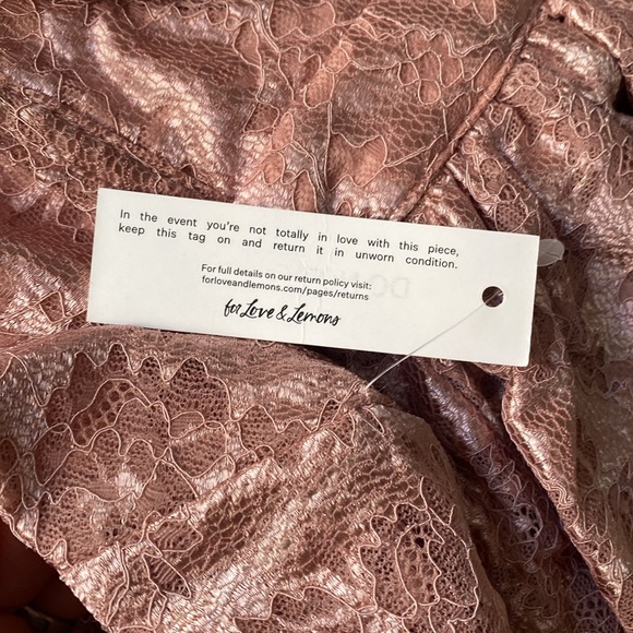 For Love & Lemons Metallic Dusty Rose Lace “Shai Maxi Dress” Rhinestone Details - Picture 4 of 4